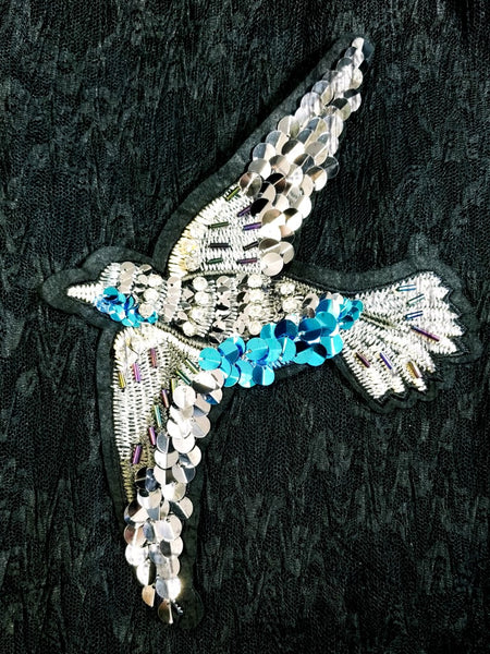 Sparkling Embroidery Flying Brid Motif