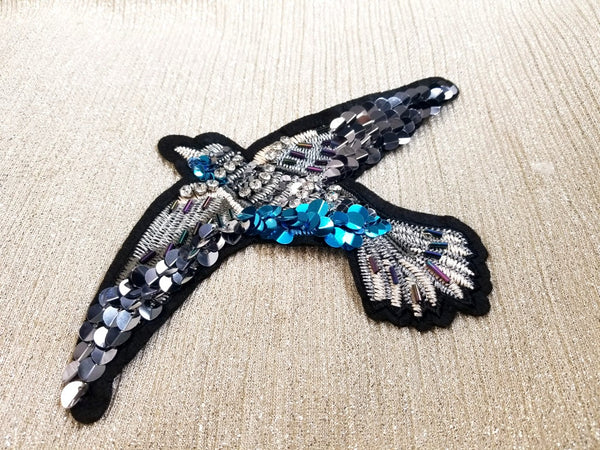 Sparkling Embroidery Flying Brid Motif