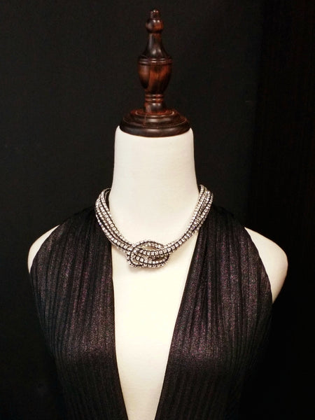 Sparkling Rhinestone Chain Knot Necklace