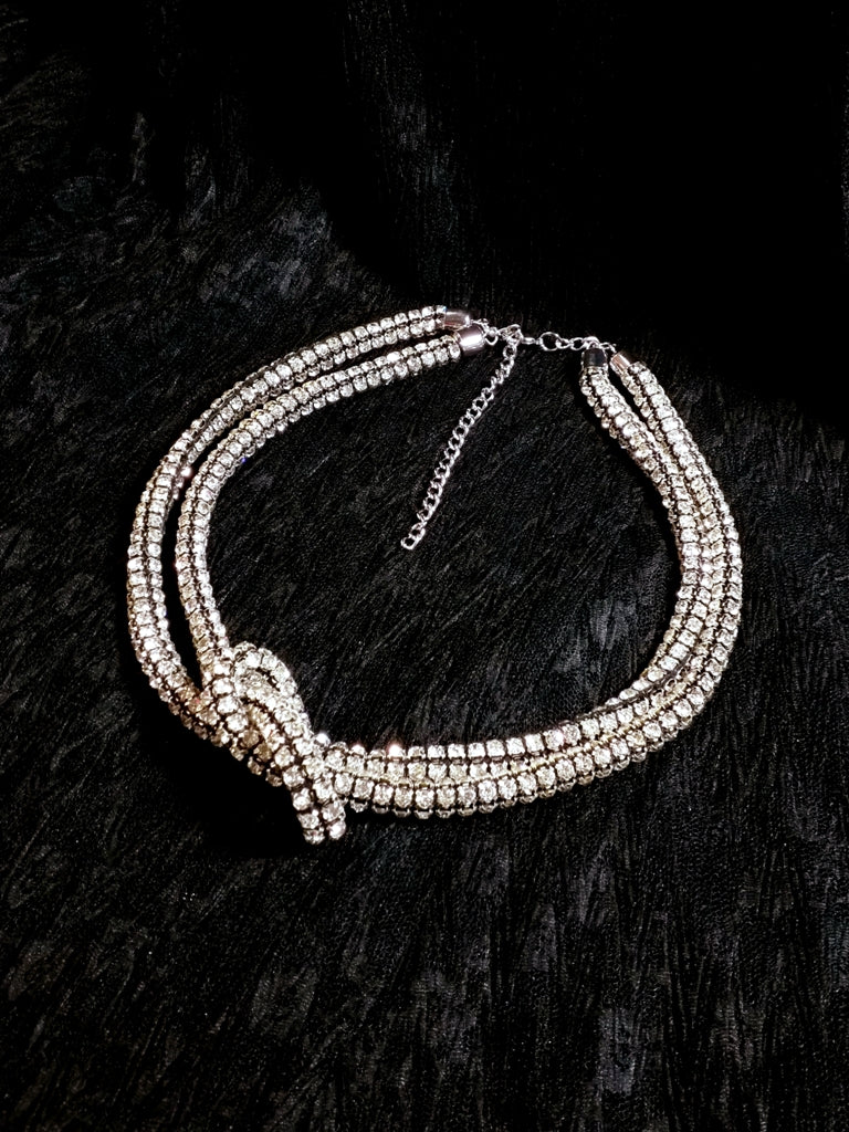 Sparkling Rhinestone Chain Knot Necklace
